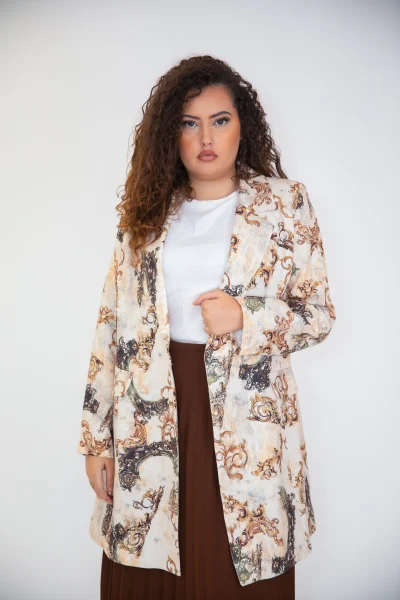 blazers longs baroque élégance beige et camel