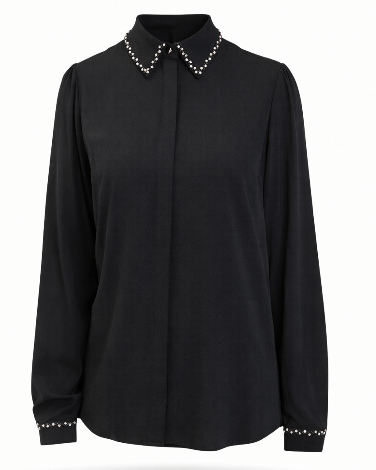Chemise noire élégance strass