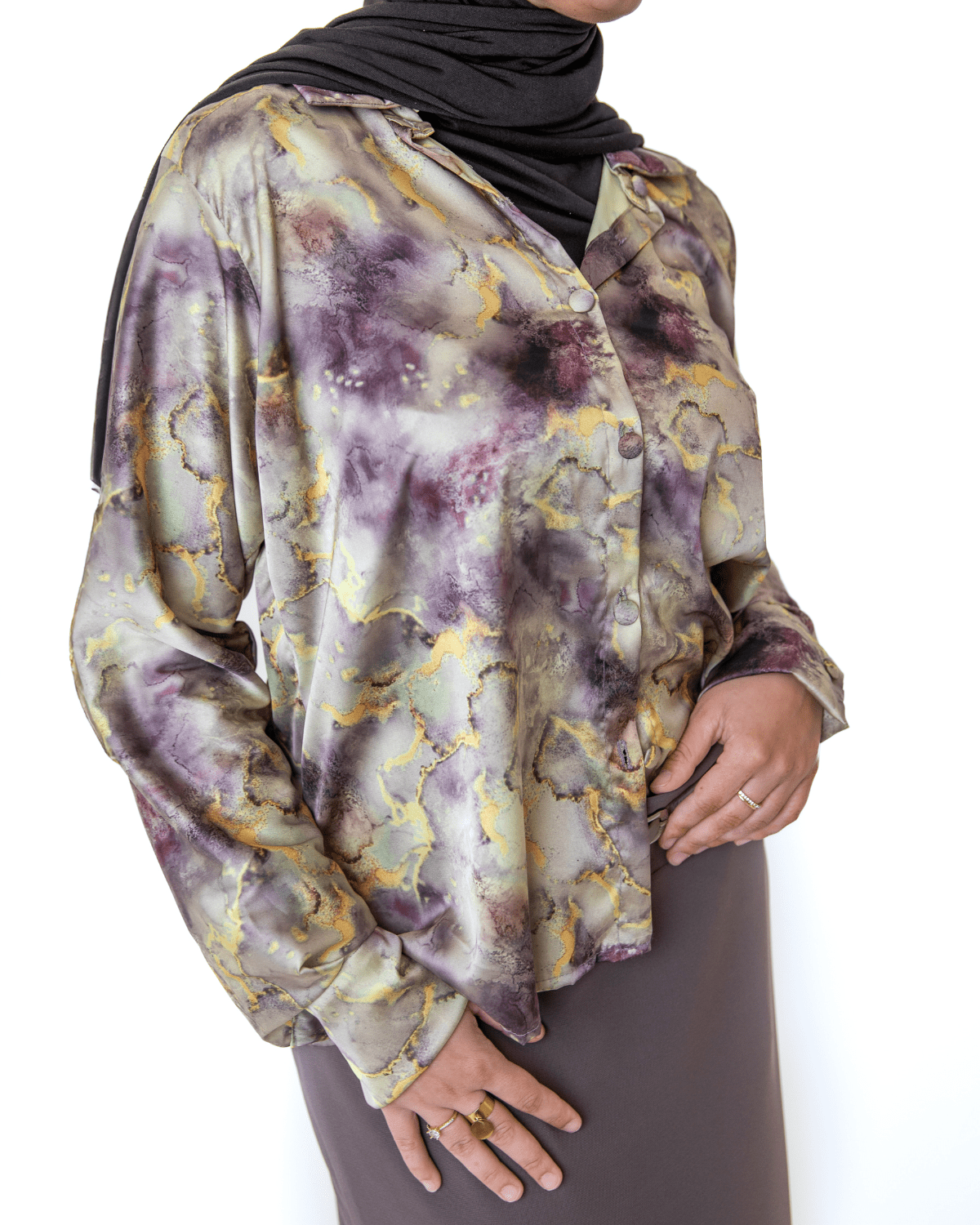 chemise satinée marbrée "luna gold"