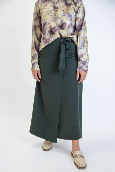 jupe longue portefeuille vert royal