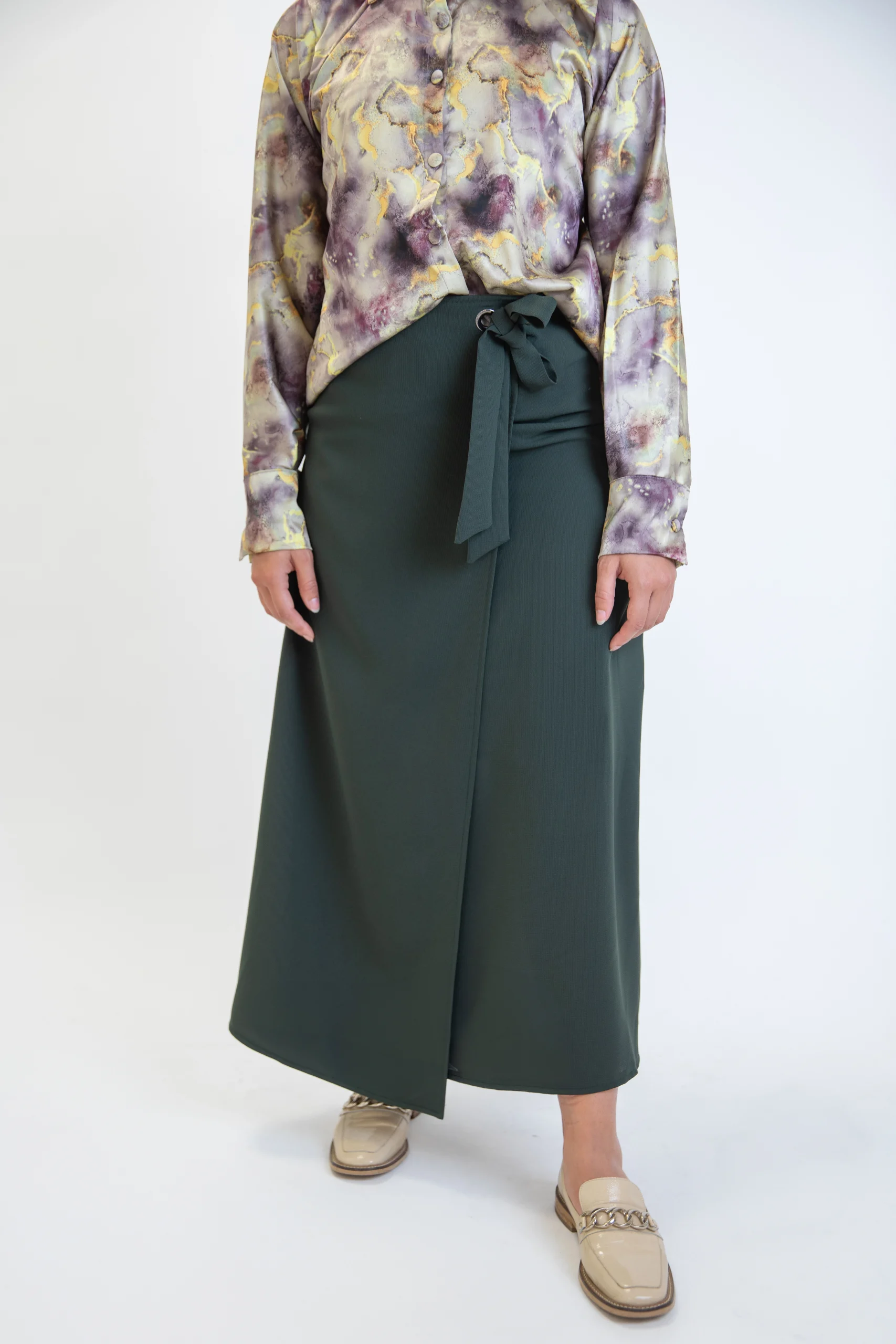 Jupe longue portefeuille vert royal