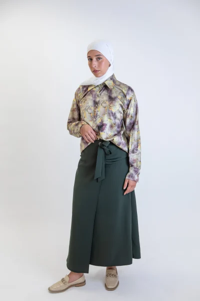 jupe longue portefeuille vert royal