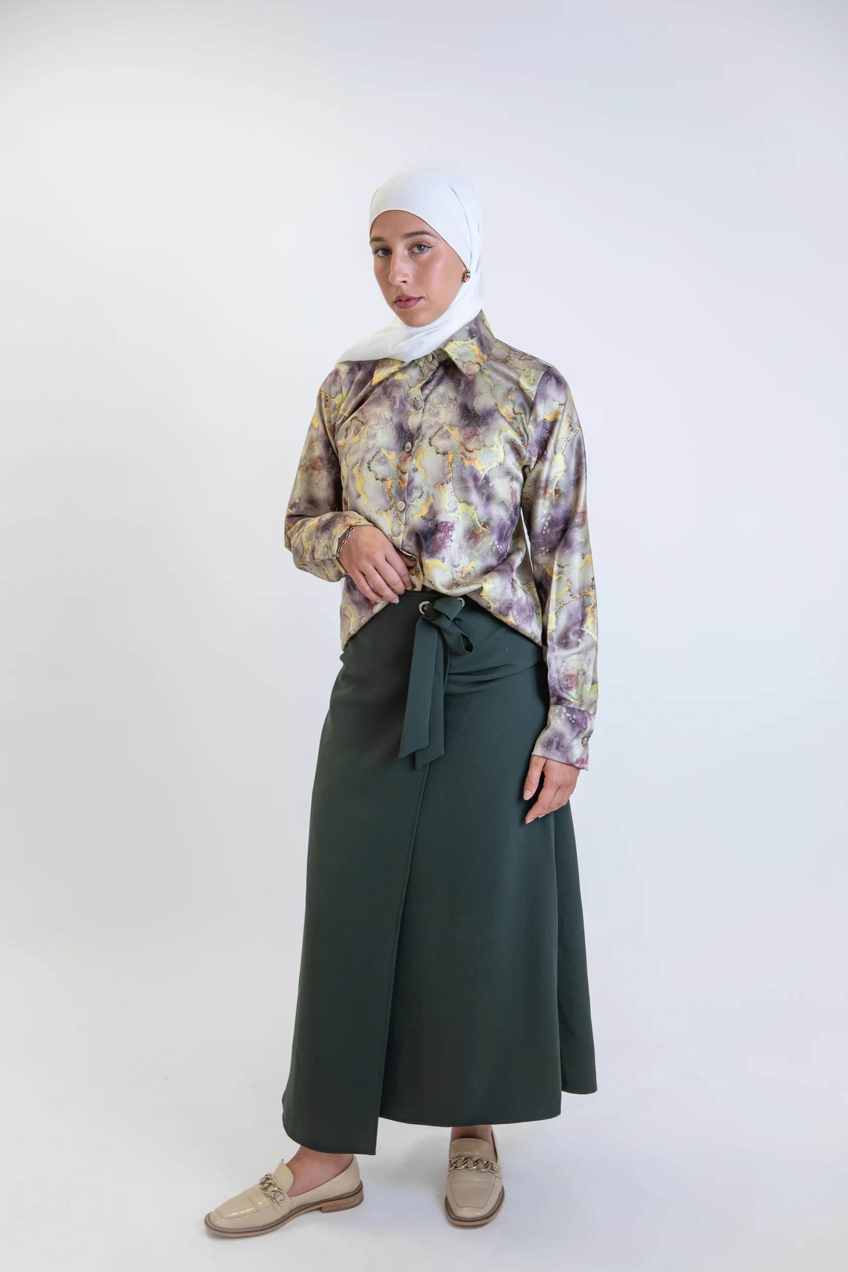 Jupe longue portefeuille vert royal