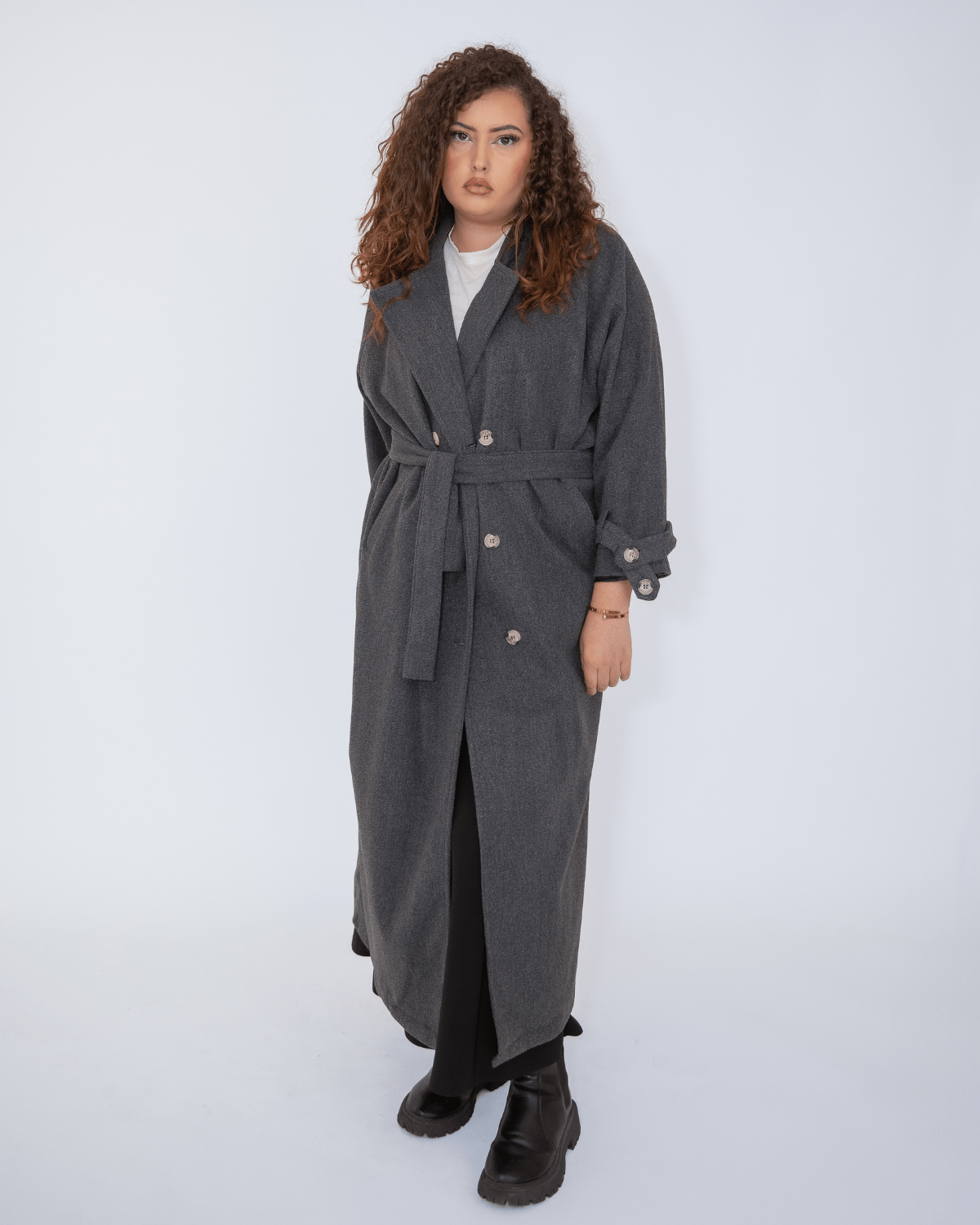 Manteau long oversize gris – élégante structuré